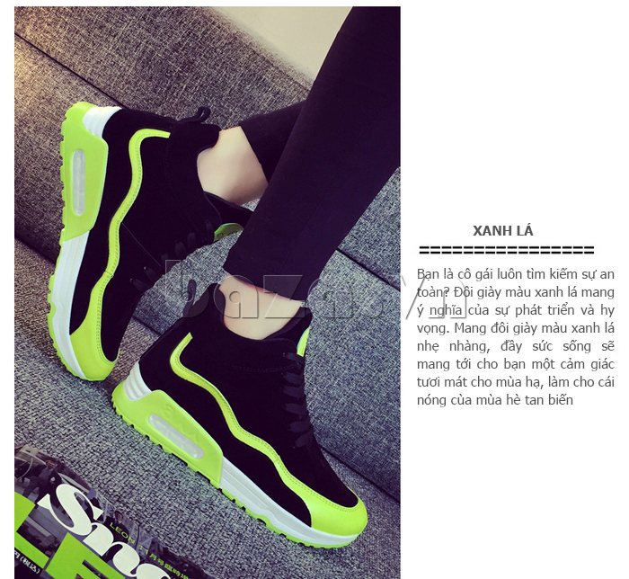 sneaker phong cách Hàn Quốc Montmartre màu xanh lá