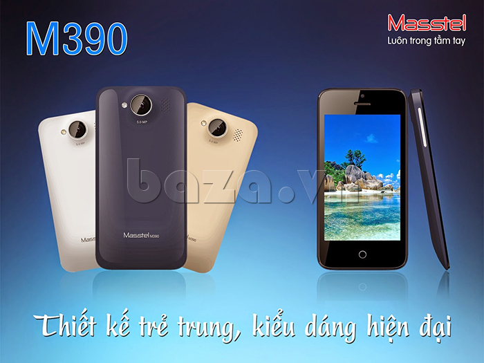 Điện thoại cảm ứng Masstel M390 thiết kế trẻ trung, kiểu dáng hiện đại
