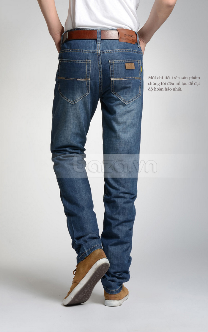 Mỗi chi tiết trên sản phẩm quần Jeans nam LeHondies ống đứng đều hoàn hảo
