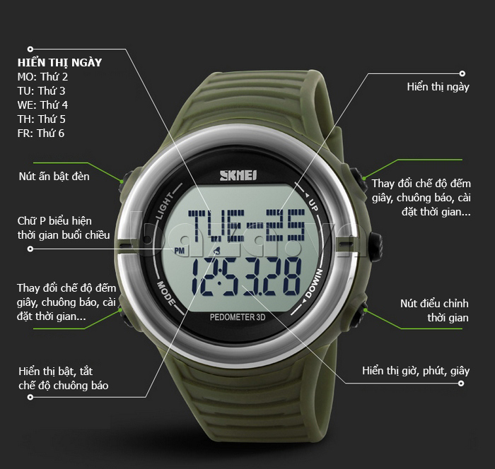 Đồng hồ điện tử thể thao đo nhịp tim nam Skmei 1111