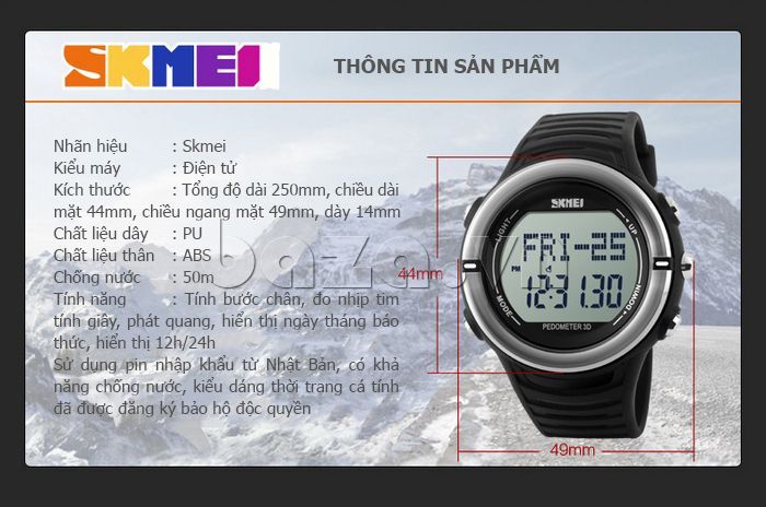 Thông tin sản phẩm Đồng hồ thể thao đo nhịp tim nam Skmei 1111