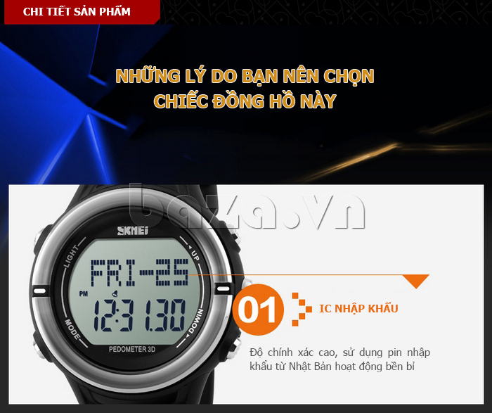 Đồng hồ thể thao đo nhịp tim nam Skmei 1111 - IC nhập khẩu