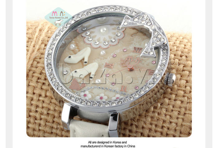 Đồng hồ nữ Mini Bước chân hạnh phúc viền pha lê sáng lấp lánh 