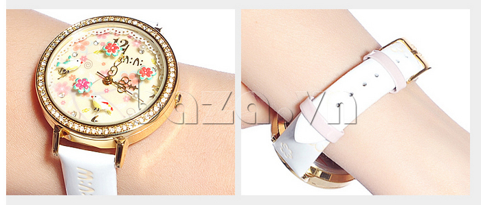 Đồng hồ hoa nữ Mini MN1065 dây da bền bỉ 