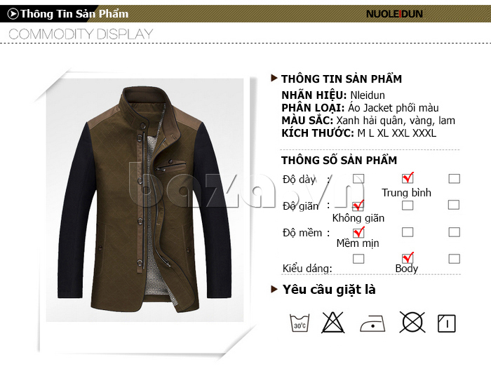 Thông tin sản phẩm áo Jacket thu đông nam Nleidun J8117