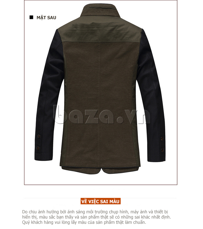 Thiết kế áo Jacket thu đông nam Nleidun J8117 mặt sau