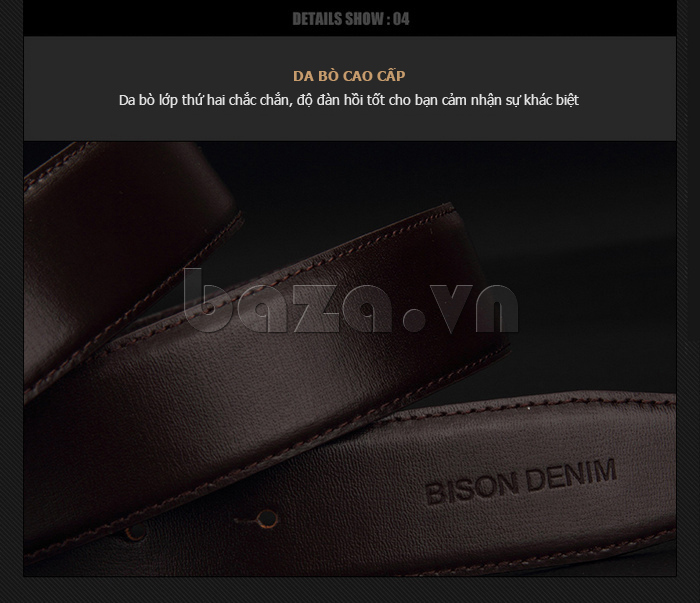 dây lưng nam Bison Denim N70882 màu nâu thời trang