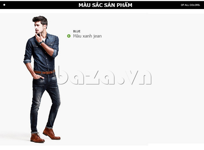 Áo sơ mi denim nam màu xanh jean K-Jeans FC-5802