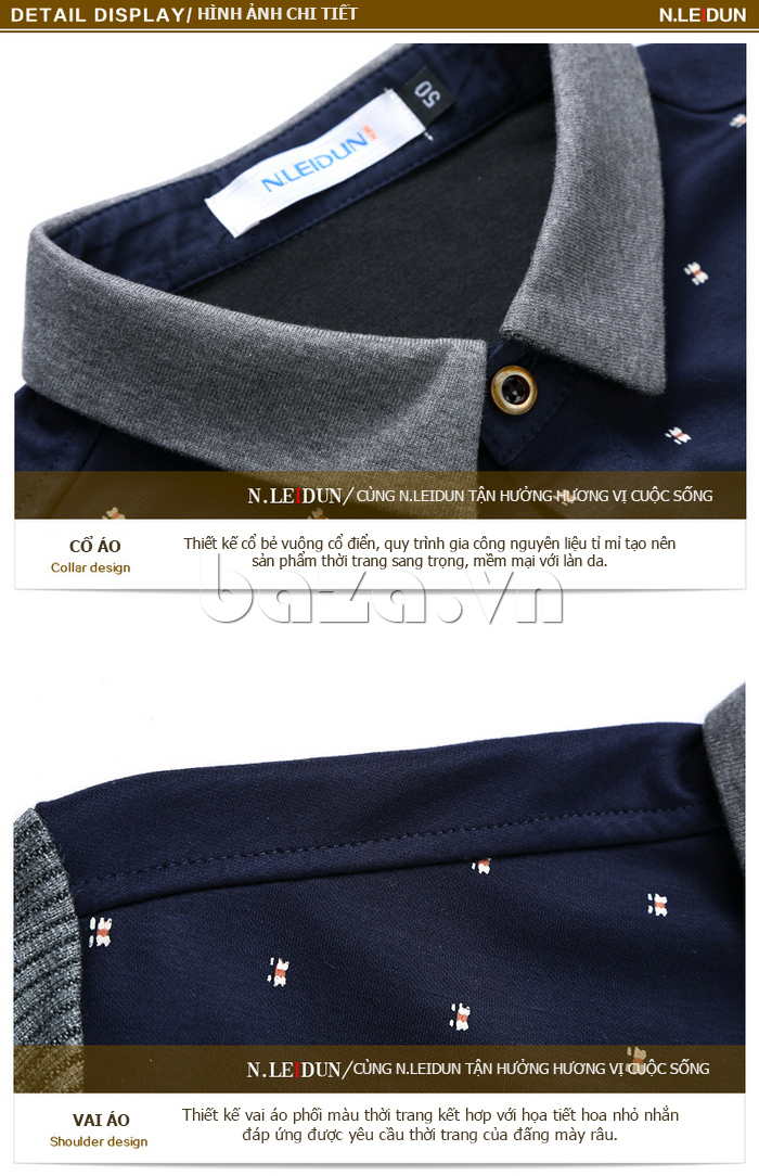Áo len nam Nleidun S1010 kiểu dáng sơ mi cổ bẻ cao cấp 