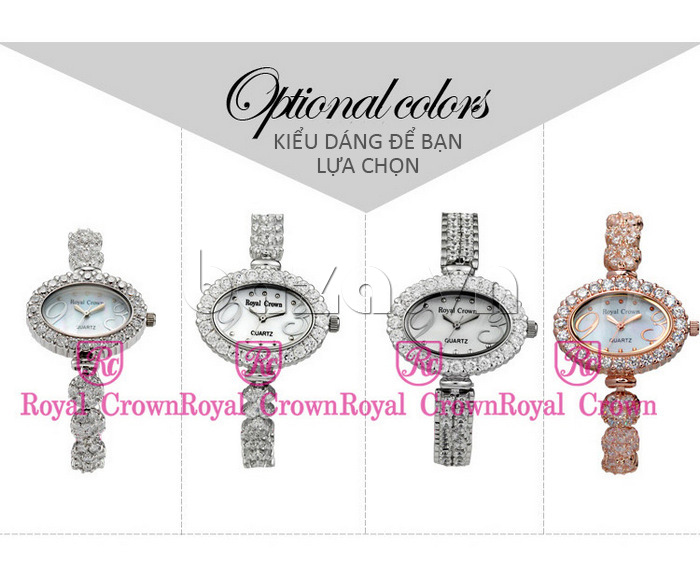 Đồng hồ nữ Royal Crown 3807 gắn đá cao cấp dòng đồng hồ cao cấp