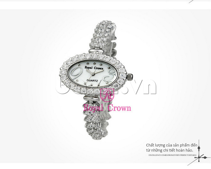 Đồng hồ nữ Royal Crown 3807 gắn đá cao cấp pha lê sáng lấp lánh 