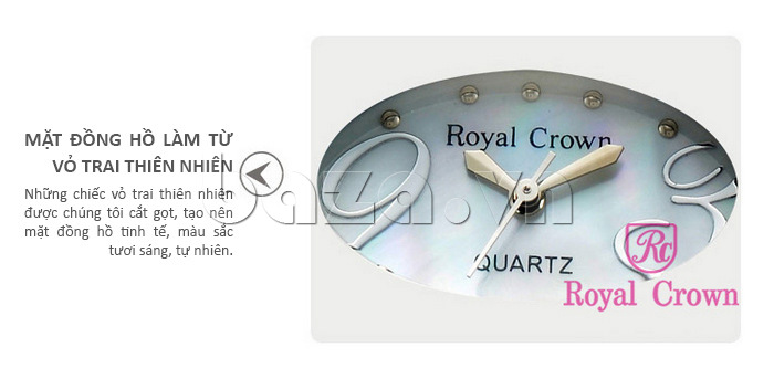 Đồng hồ nữ Royal Crown 3807 gắn đá cao cấp mặt đồng hồ làm từ vỏ trai tự nhiên 