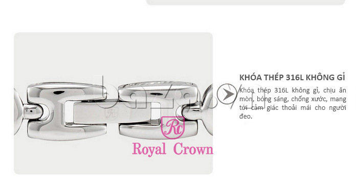 Đồng hồ nữ Royal Crown 3807 gắn đá cao cấp khóa thép 316L không gỉ 