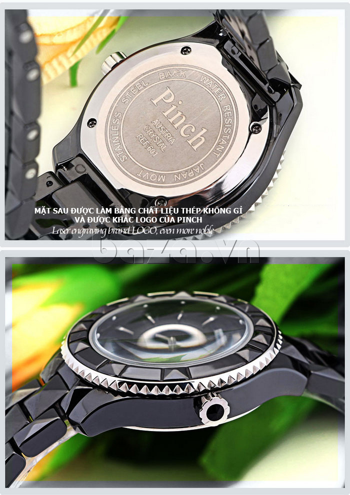 Đồng hồ nữ " Đồng hồ nữ thời trang Pinch 6001 "  mắt sau được chế tác tỉ mỉ