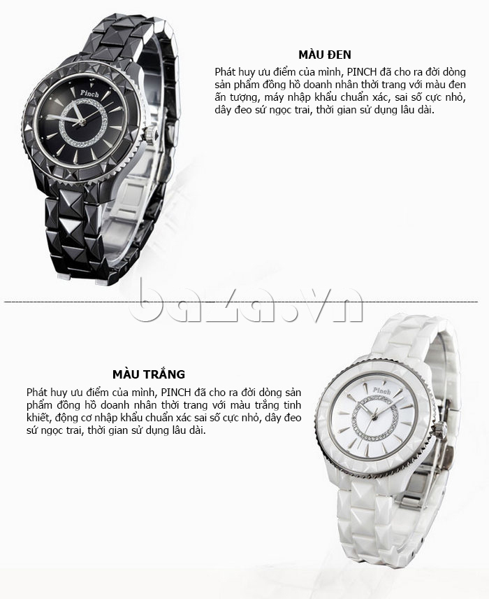 Đồng hồ nữ " Đồng hồ nữ thời trang Pinch 6001 "  màu đen ấn tượng, trắng tinh khiết