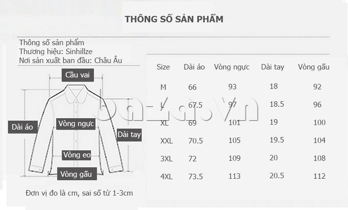 Kích cỡ Áo T-Shirt nam Sinhillze 205