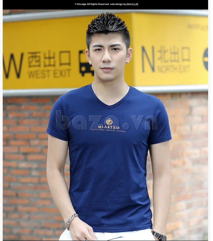 Áo T-Shirt nam Sinhillze 205 cộc tay màu xanh