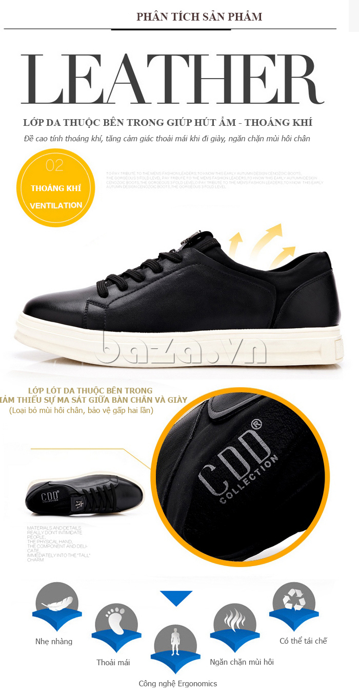 Giày da thể thao nam CDD D805 - lớp lót mềm mại