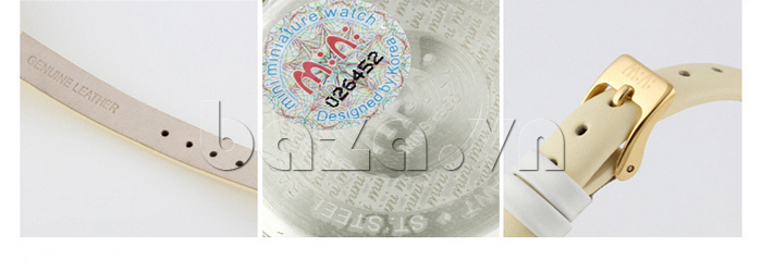 Đồng hồ nữ Mini MN986 coffee house tem chống hàng giả ở đáy sản phẩm 