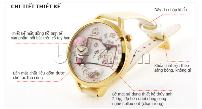 Đồng hồ nữ Mini MN986 coffee house sản phẩm đồng hồ tinh tế 