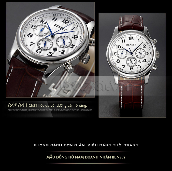 Đồng hồ đeo tay nam BENSLY Thụy Sỹ thiết kế chính hãng