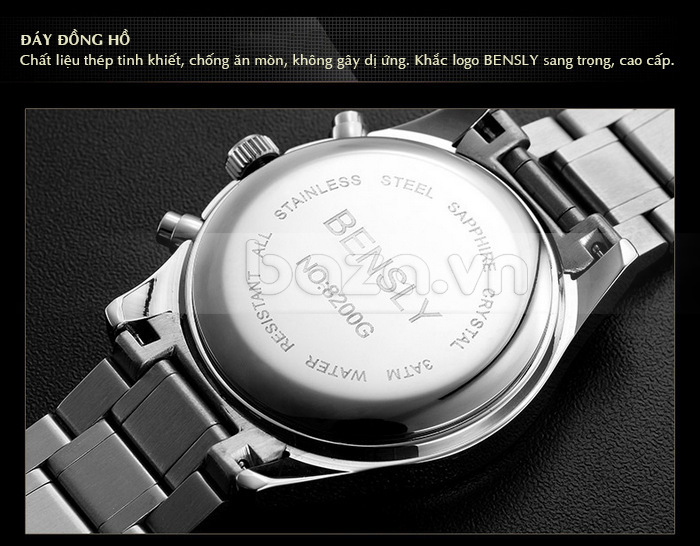 Đồng hồ đeo tay nam BENSLY Thụy Sỹ thiết kế đẹp