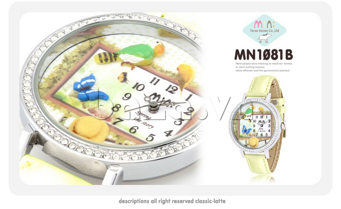 Đồng hồ nữ Mini MN1081 Hoa cỏ mùa xuân gốm sứ tạo nên bức tranh sinh động 
