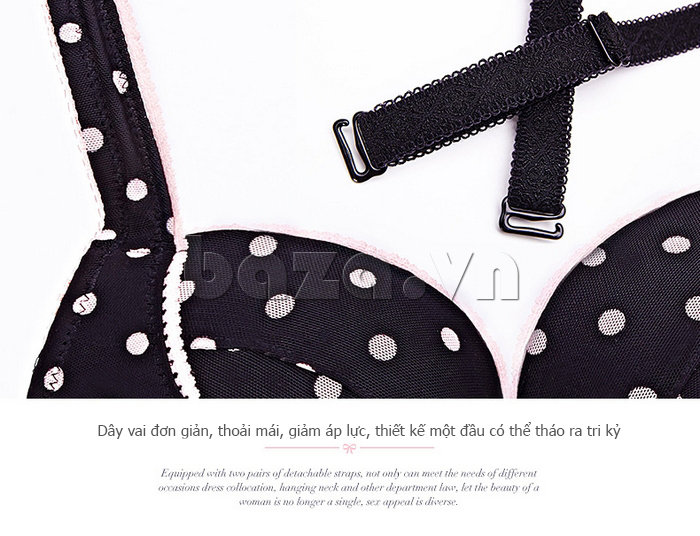 Bộ đồ lót nữ chấm bi gợi cảm Vineco V142335 - dây vai đơn giản