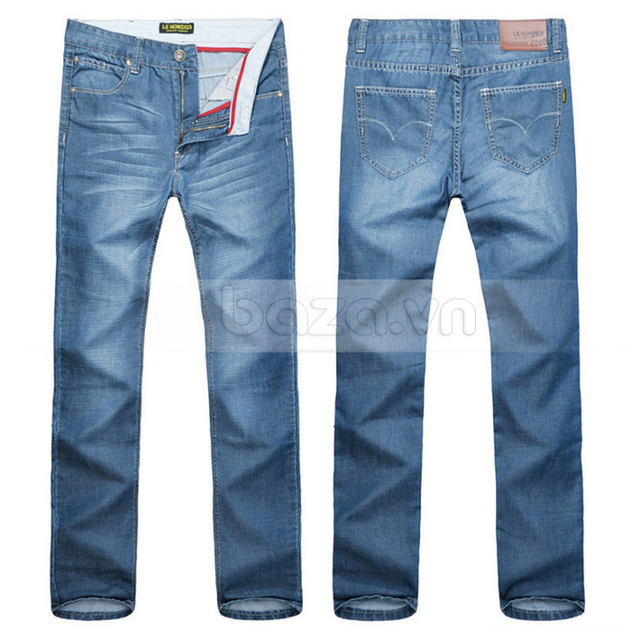 quần jeans nam Hehondies ống đứng cổ điển màu xanh tươi sáng