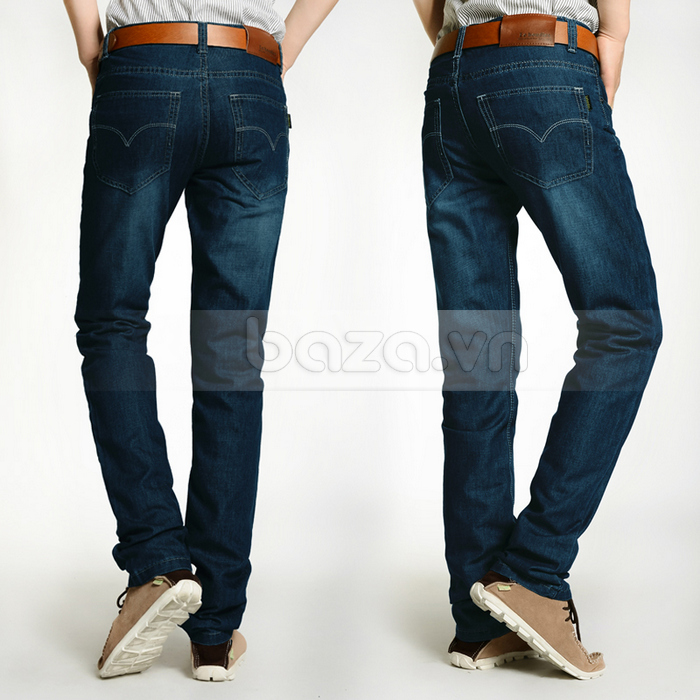 Mặt trước và sau của mẫu quần jeans nam Hehondies ống đứng cổ điển