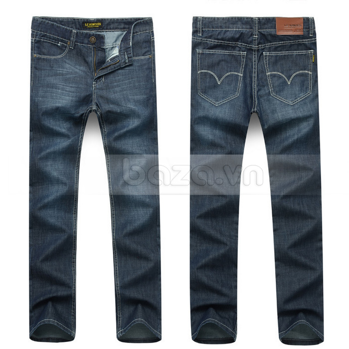 Mặt trước và sau của quần jeans nam Hehondies ống đứng cổ điển