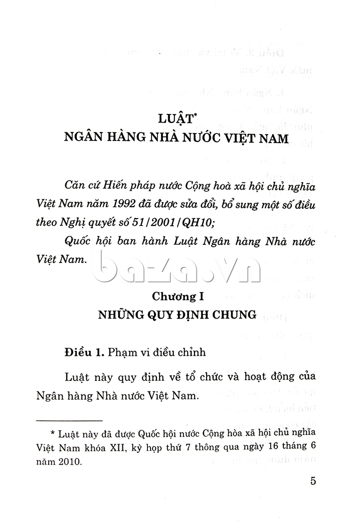 chương 1 của tìm hiểu Luật Ngân hàng nhà nước Việt Nam