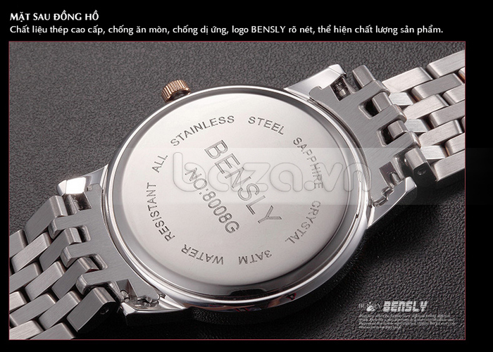 Đồng hồ nam Bensly Thụy Sỹ 8008 dây da bền đẹp