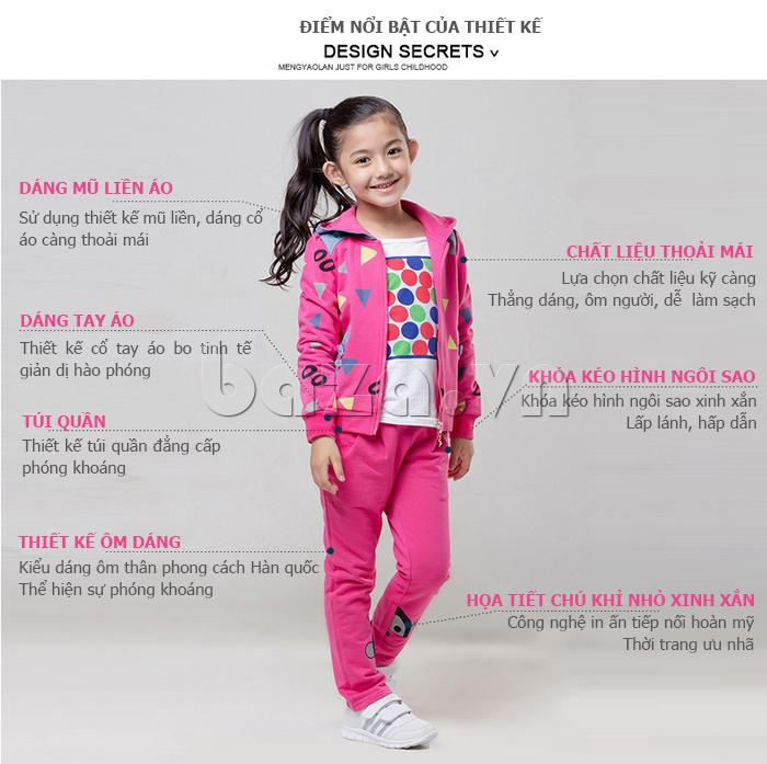 Bộ quần áo nỉ cho bé gái MYL M-TQF040 thiết kế phong cách