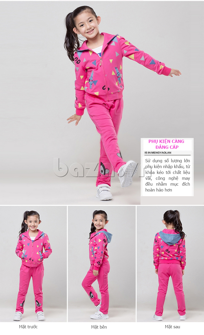 Bộ quần áo nỉ cho bé gái MYL M-TQF040 màu hồng