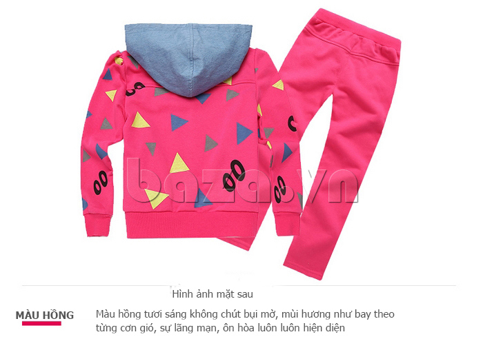 Bộ quần áo nỉ cho bé gái MYL M-TQF040 màu hồng
