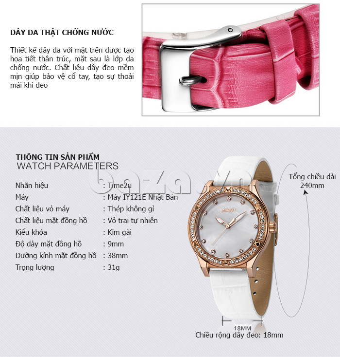 Đồng hồ nữ Time2U 91-19017-31001 ấn tượng