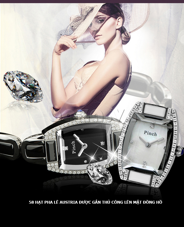 Đồng hồ nữ " Đồng hồ lắc tay nữ thời trang cao cấp Pinch J7001L  "  tinh tế
