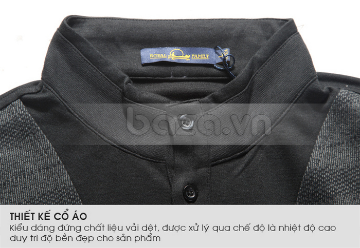 Baza.vn: Cổ áo đứng chất liệu vải dệt, được xử lý qua chế độ là nhiệt độ để tăng độ bền