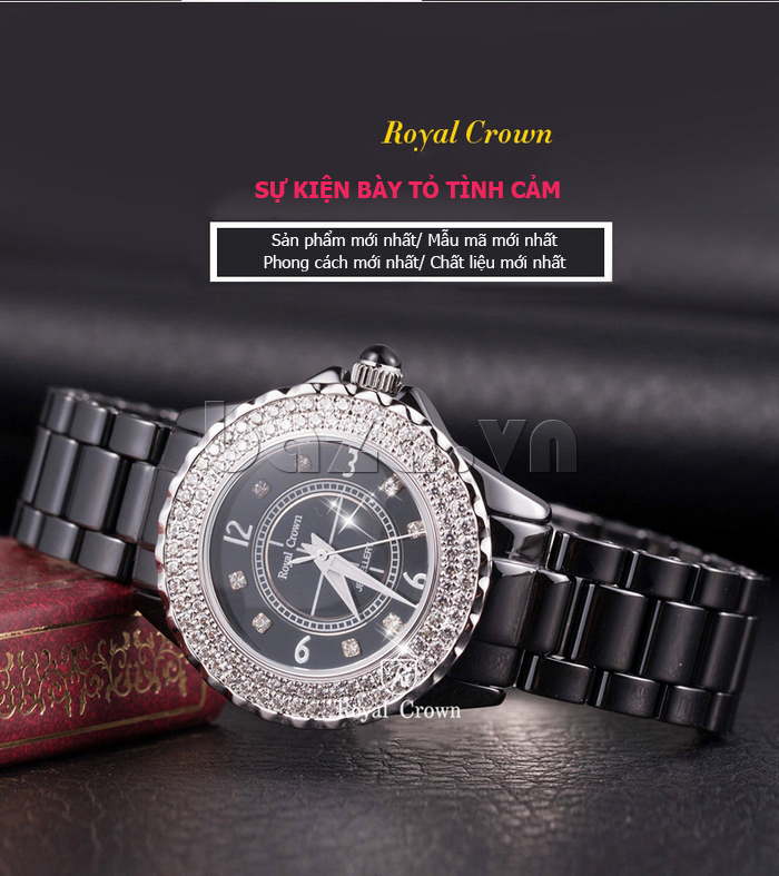Đồng hồ nữ kính saphire sang trọngRoyal Crown 3821L