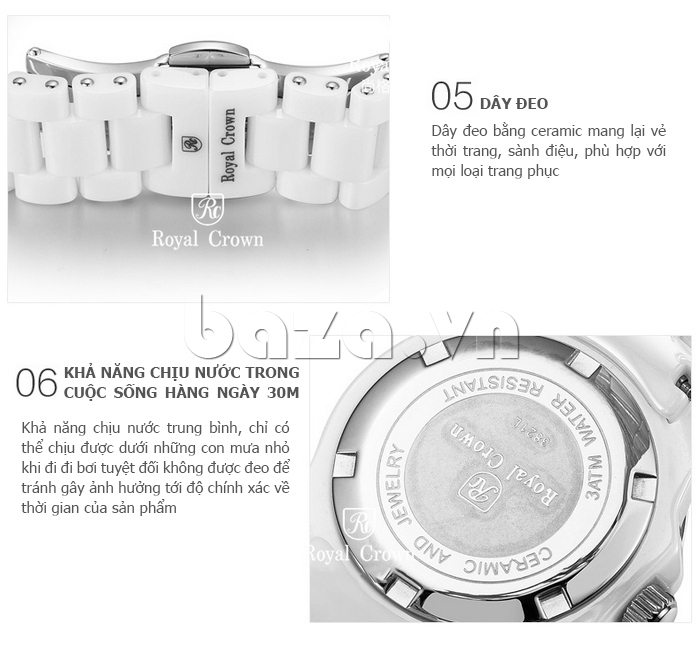 Ưu điểm của Đồng hồ nữ kính saphire tinh khiết Royal Crown 3821L