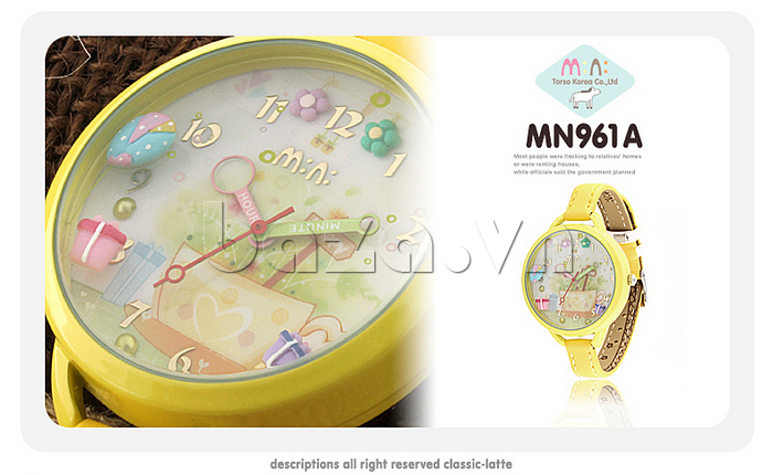 Đồng hồ nữ Mini MN961 thế giới sắc màu sắc vàng ấm áp