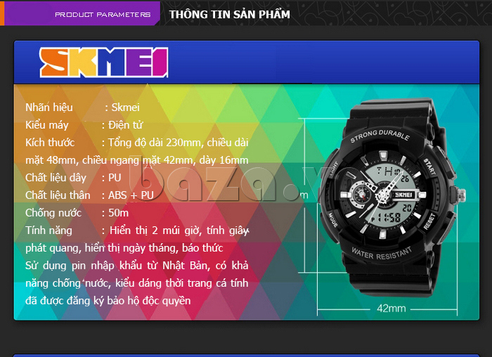 Đồng hồ thể thao nam Skmei 1052  đa sắc màu 