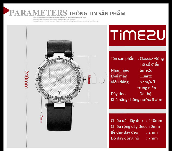 Đồng hồ nữ thời trang Time2U thuộc dòng đồng hồ Quartz chạy bằng pin cực chuẩn xác