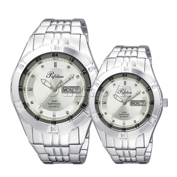 Đồng hồ nam Pafolina 5010M dây bạc viền bạc