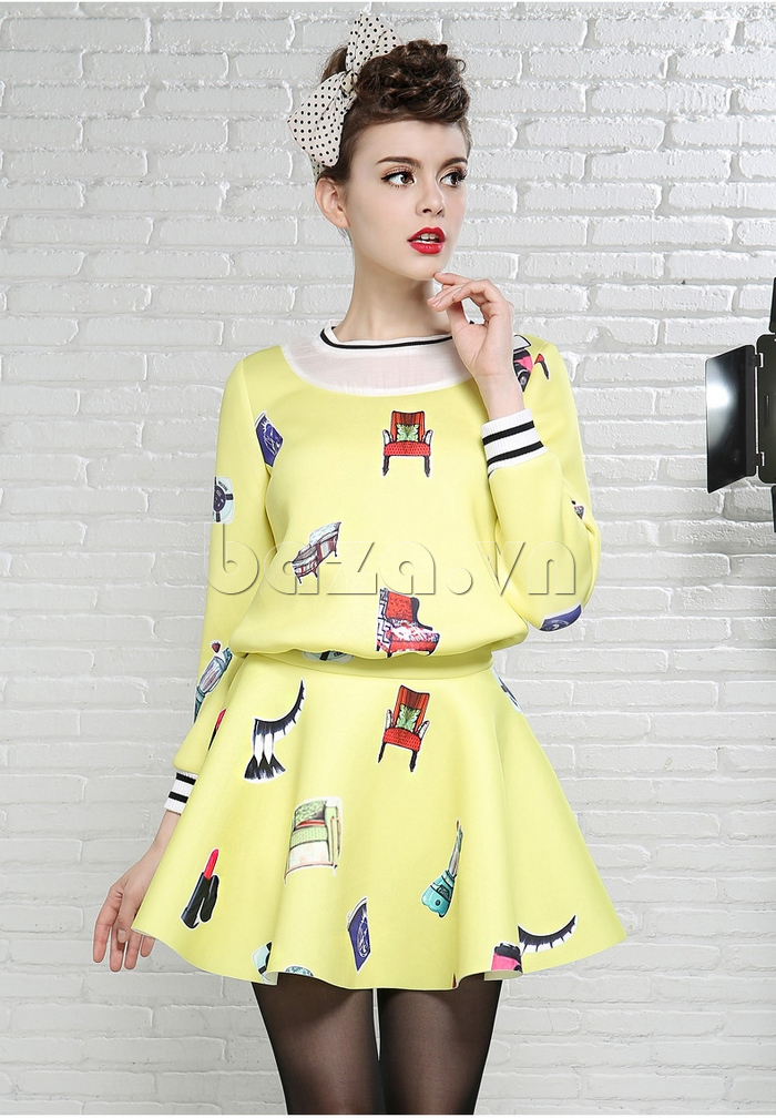 Áo in họa tiết kiểu Hàn Quốc Bessie  nữ tính