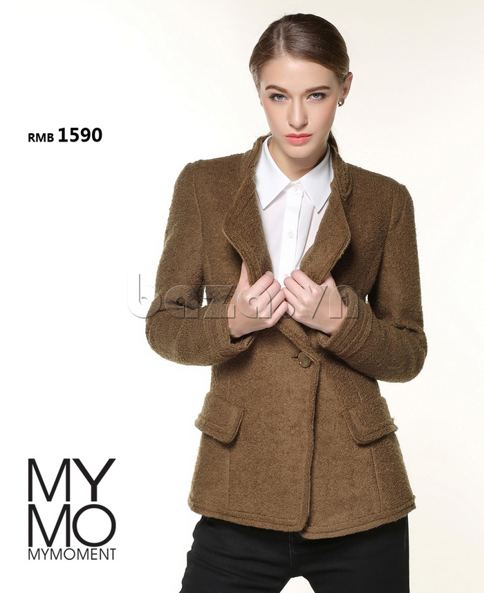 Áo khoác dạ nữ lông cừu Mymo F728B
