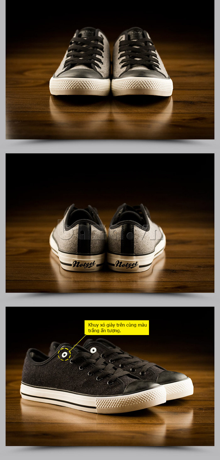 Giày vải nam Notyet NYSC3210  có khuy xỏ giày ấn tượng