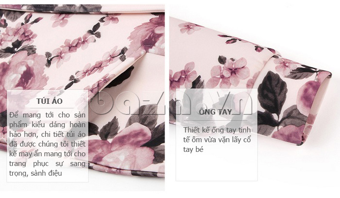 áo khoác họa tiết hoa hồng bé gái Miss De Mode QQ509001 tiện dụng
