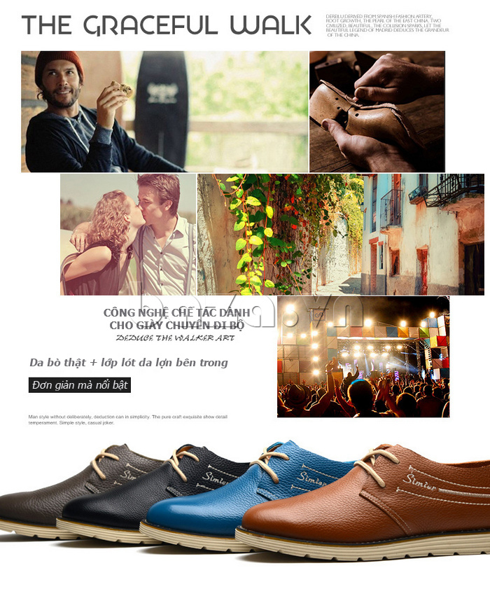 Giày da nam Simier 8127 đa dạng sắc màu